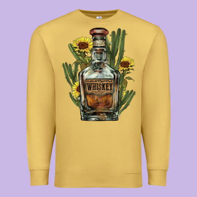 Western Whiskey Bottle Premium Sweatshirt Designed By Howdyjamesfarm