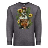 Charcoal Heather Western whiskey bottle Premium Sweatshirt - HowdyJamesFarm