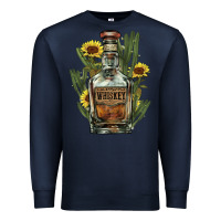Navy Western whiskey bottle Premium Sweatshirt - HowdyJamesFarm