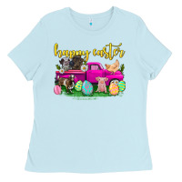 Baby Blue happy easter truck with farm animal Ladies Tee - Neo Western