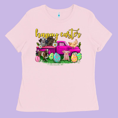 Happy Easter Truck With Farm Animal Ladies Tee Designed By Neo Western
