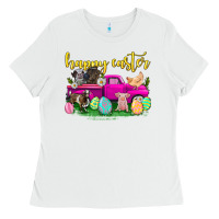 White happy easter truck with farm animal Ladies Tee - Neo Western