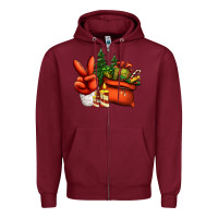 Burgundy christmas santa claus peace hand Zipper Hoodie - Jasminsmagicworld