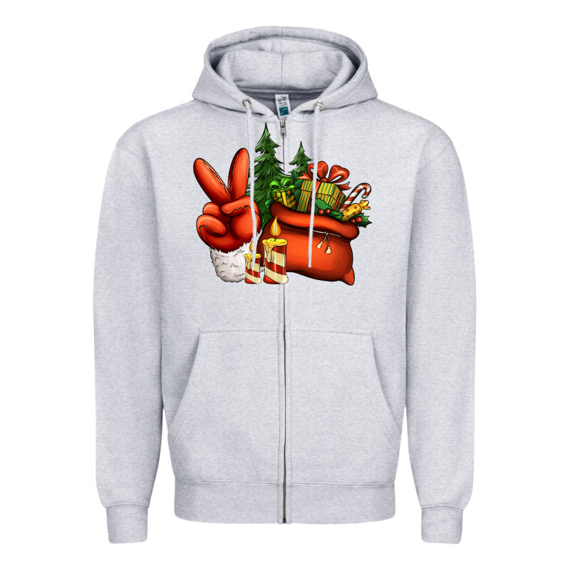 Christmas Santa Claus Peace Hand Zipper Hoodie by Jasminsmagicworld | Teevron