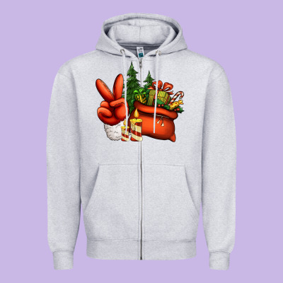 Christmas Santa Claus Peace Hand Zipper Hoodie Designed By Jasminsmagicworld