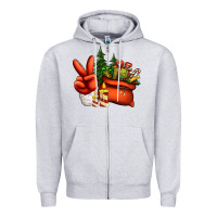 Heather Grey christmas santa claus peace hand Zipper Hoodie - Jasminsmagicworld