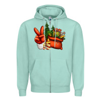 Seafoam christmas santa claus peace hand Zipper Hoodie - Jasminsmagicworld