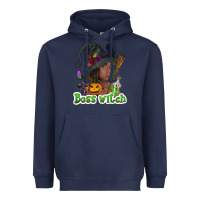Navy Boss witch afro Heavyweight Hoodie - NancyCooperArtShop