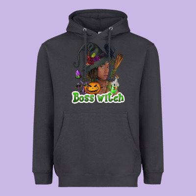 Boss Witch Afro Heavyweight Hoodie Designed By Nancycooperartshop