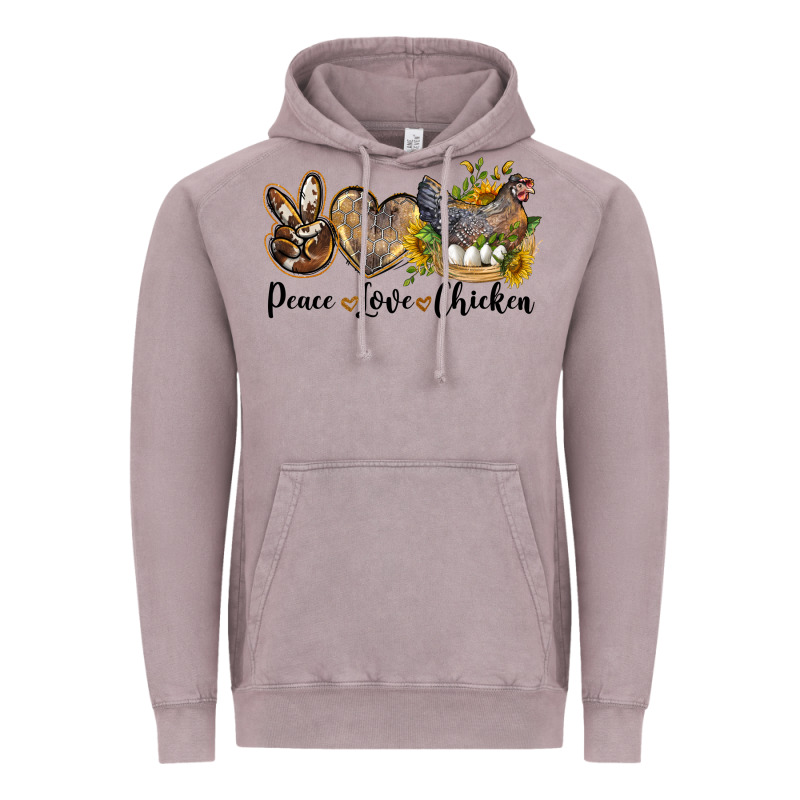 Western Peace Love Chickens Vintage Hoodie by LillyAllenDesigns | Teevron