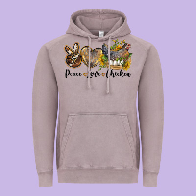 Western Peace Love Chickens Vintage Hoodie Designed By Lillyallendesigns