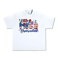 White little miss firecracker Urban Heavy Tee - MaliasSmallBusiness
