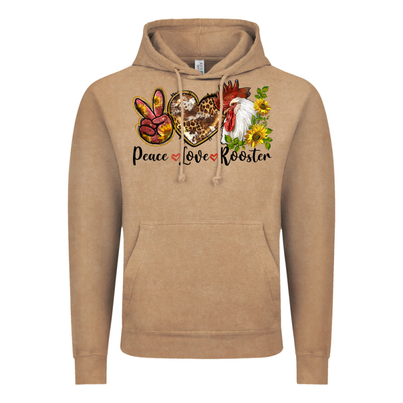 Peace Love Rooster With Sunflowers Vintage Hoodie by LillyAllenDesigns | Teevron