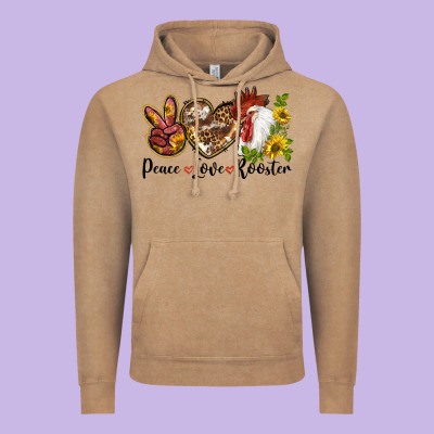 Peace Love Rooster With Sunflowers Vintage Hoodie Designed By Lillyallendesigns