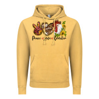 Vintage Mustard Peace Love Rooster With Sunflowers Vintage Hoodie - LillyAllenDesigns