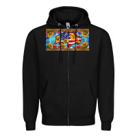 Black bison amerıcan flag  license plate template Zipper Hoodie - BarkalooDesign