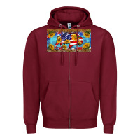 Burgundy bison amerıcan flag  license plate template Zipper Hoodie - BarkalooDesign