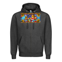 Charcoal Heather bison amerıcan flag  license plate template Zipper Hoodie - BarkalooDesign