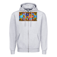 Heather Grey bison amerıcan flag  license plate template Zipper Hoodie - BarkalooDesign