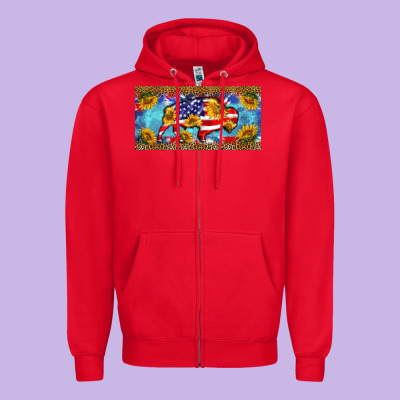 Bison Amerıcan Flag  License Plate Template Zipper Hoodie Designed By Barkaloodesign