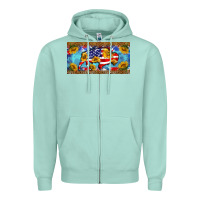 Seafoam bison amerıcan flag  license plate template Zipper Hoodie - BarkalooDesign