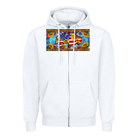 White bison amerıcan flag  license plate template Zipper Hoodie - BarkalooDesign
