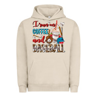 Pigment French Oak I Run On Coffee And Baseball Frappe Urban Hoodie - FaDigitalArtStudio
