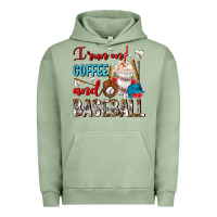 Pigment Oil Green I Run On Coffee And Baseball Frappe Urban Hoodie - FaDigitalArtStudio