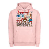 Pigment Salmon I Run On Coffee And Baseball Frappe Urban Hoodie - FaDigitalArtStudio