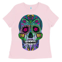 Bubblegum Pink sugar skull Ladies Tee - FaDigitalArtStudio
