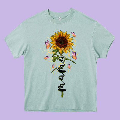 Mama Sunflower Heavy Core Tee Designed By Racoondesign