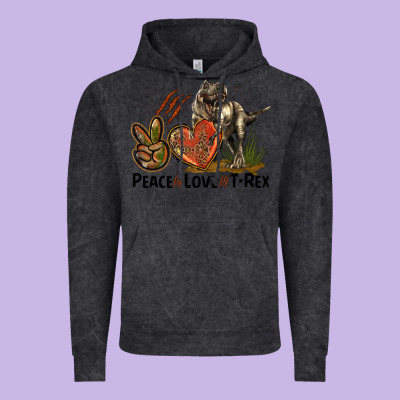 Western Peace Love T-rex Vintage Hoodie Designed By Lillyallendesigns