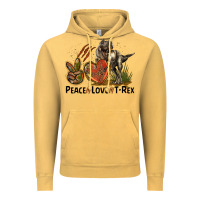 Vintage Mustard Western Peace Love T-Rex Vintage Hoodie - LillyAllenDesigns