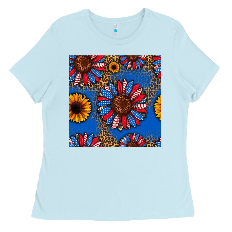 Usa Sunflowers Seamless Pattern Ladies Tee by HRA Design Shop | Teevron
