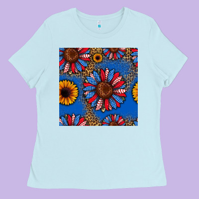 Usa Sunflowers Seamless Pattern Ladies Tee Designed By Hra Design Shop