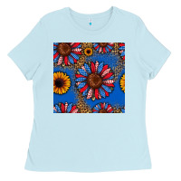 Baby Blue usa sunflowers seamless pattern Ladies Tee - HRA Design Shop