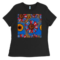 Black usa sunflowers seamless pattern Ladies Tee - HRA Design Shop