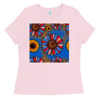 Bubblegum Pink usa sunflowers seamless pattern Ladies Tee - HRA Design Shop