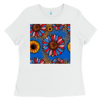 White usa sunflowers seamless pattern Ladies Tee - HRA Design Shop