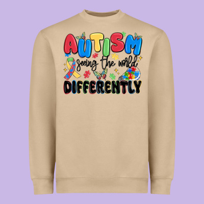 Autism Seeing The World Differently Heavyweight Sweatshirt Designed By Maliassmallbusiness