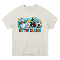 Tis The Season Christmas With Soccer Ball And Snowman Heavy Core Tee | Teevron
