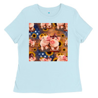 American Pigs Seamless Pattern Ladies Tee | Teevron