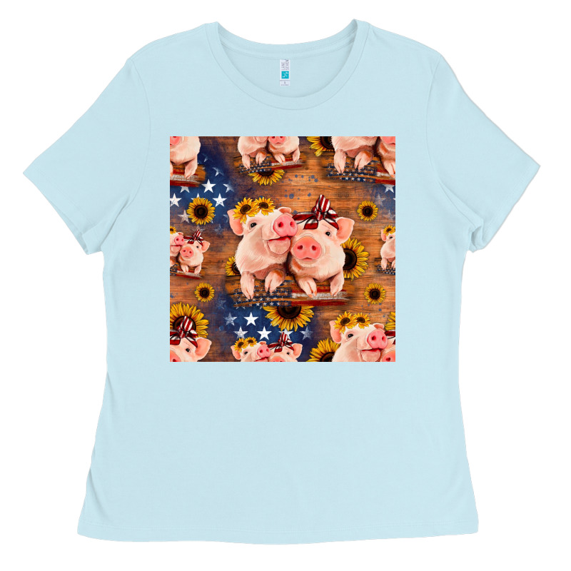 American Pigs Seamless Pattern Ladies Tee by HRA Design Shop | Teevron