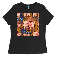 Black american pigs seamless pattern Ladies Tee - HRA Design Shop