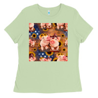 Matcha american pigs seamless pattern Ladies Tee - HRA Design Shop