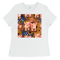 White american pigs seamless pattern Ladies Tee - HRA Design Shop