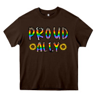 Chocolate Brown proud ally Heavy Core Tee - CowhideDigitalArt