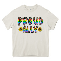 Cream proud ally Heavy Core Tee - CowhideDigitalArt