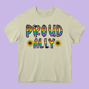Proud Ally Heavy Core Tee Designed By Cowhidedigitalart