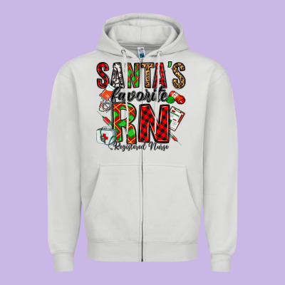Santa's Favorite Rn Zipper Hoodie Designed By Jasminsmagicworld